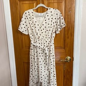 Sienna sky dress white with brown polka dots!